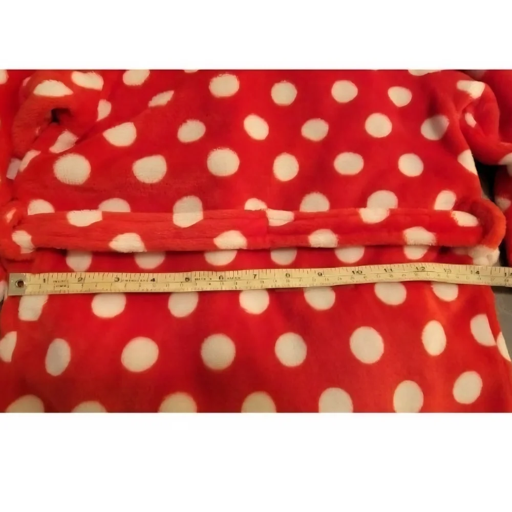 Disney Minnie Mouse Girls Fleece Robe Red White Poka Dots 4T/5T Bath Beach Pool
